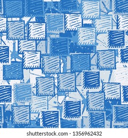 Seamless abstract pattern. The foreground consists of carelessly drawn relief squares.
The background consists of broken squares.