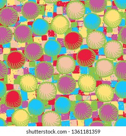 Seamless abstract pattern. The foreground consists of carelessly drawn rounded lumps.
The background consists of small squares assembled in blocks.