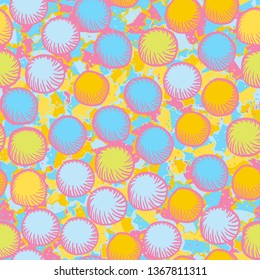 Seamless abstract pattern. The foreground consists of carelessly drawn rounded lumps.
The background consists of seven-pointed stars cut in half.