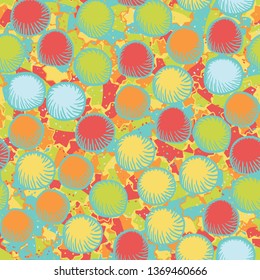 Seamless abstract pattern. The foreground consists of carelessly drawn rounded lumps.
The background consists of seven-pointed stars cut in half.