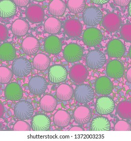 Seamless abstract pattern. The foreground consists of carelessly drawn rounded lumps.
The background consists of small five-pointed stars cut in half.