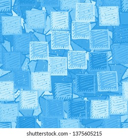 Seamless abstract pattern. The foreground consists of carelessly drawn relief squares.
The background consists of fragmented hexagons.