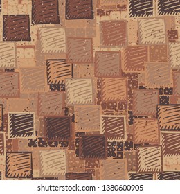 Seamless abstract pattern. The foreground consists of carelessly drawn relief squares.
The background consists of blocks made up of rounded squares.