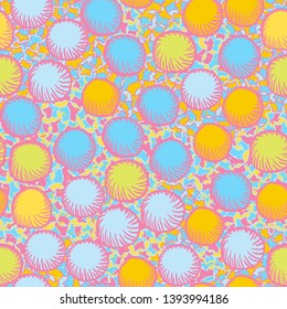 Seamless abstract pattern. The foreground consists of carelessly drawn rounded lumps.
The background consists of small five-pointed stars cut in half.