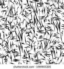seamless abstract pattern in the form of broken black lines chaotically located on a white background for interior decoration and prints on fabrics for clothes, bed linen, packaging