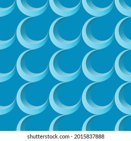 seamless abstract pattern in the form of curls in blue and light blue tones for prints on fabrics, packaging, covers, ceramics, as well as for interior design in a water style