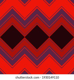 seamless abstract pattern in the form of an ornament of zigzag horizontal multidirectional lines of red and dark red colors for prints on fabric and walls