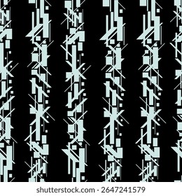 seamless abstract pattern in the form of an ornament of light stripes composed of geometric figures on a dark background for the design of textile prints and other designs in an abstract style