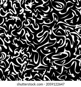seamless abstract pattern in the form of a white ornament on a black background for prints on fabrics, packaging, covers and for the design of the backgrounds of postcards, banners and interiors