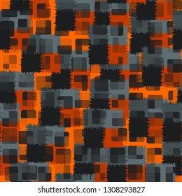 Seamless abstract pattern. The front layer consists of rounded rectangulars divided into parts of different transparency.
The background consists of chaos of shaggy squares. Editable. 