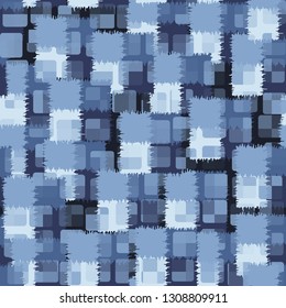 Seamless abstract pattern. The front layer consists of rounded rectangulars divided into parts of different transparency.
The background consists of chaos of shaggy squares. Editable. 