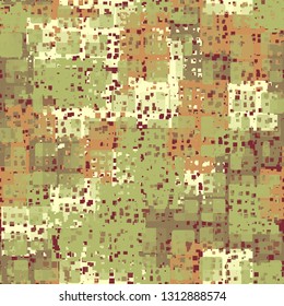 Seamless abstract pattern. The front layer consists of rounded rectangulars divided into parts of different transparency.
The background consists of chaos perforated elements. Editable.