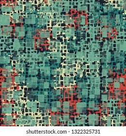 Seamless abstract pattern. The front layer consists of rounded rectangulars divided into parts of different transparency.
The background consists of chaos of leaky grids. Editable.