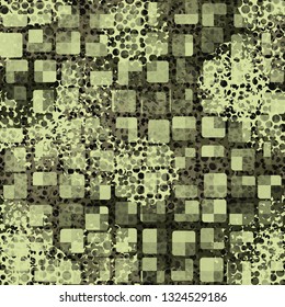 Seamless abstract pattern. The front layer consists of rounded rectangulars divided into parts of different transparency.
Background consisting of fragments of the grid with round holes. Edited.
