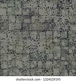 Seamless abstract pattern. The front layer consists of rounded rectangulars divided into parts of different transparency.
Background consisting of fragments of the grid with round holes. Edited.