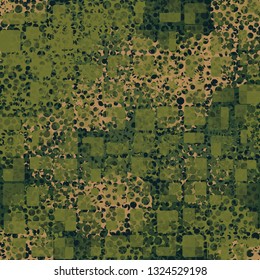 Seamless abstract pattern. The front layer consists of rounded rectangulars divided into parts of different transparency.
Background consisting of fragments of the grid with round holes. Edited.