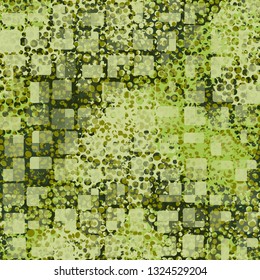 Seamless abstract pattern. The front layer consists of rounded rectangulars divided into parts of different transparency.
Background consisting of fragments of the grid with round holes. Edited.