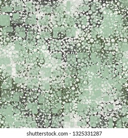 Seamless abstract pattern. The front layer consists of rounded rectangulars divided into parts of different transparency.
Background consisting of fragments of the grid with round holes. Edited.