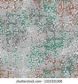 Seamless abstract pattern. The front layer consists of rounded rectangulars divided into parts of different transparency.
Background consisting of fragments of the grid with round holes. Edited.