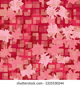 Seamless abstract pattern. The front layer consists of rounded rectangulars divided into parts of different transparency.
The background consists of maple leaf-like spots.