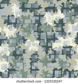 Seamless abstract pattern. The front layer consists of rounded rectangulars divided into parts of different transparency.
The background consists of maple leaf-like spots.