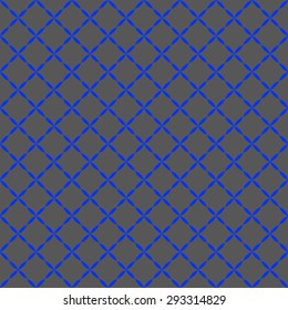 Seamless abstract pattern with fully intersecting cross curved element on a dark gray background with blue