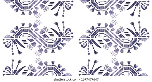 Patrón abstracto sin inconvenientes. Borde geométrico. Ornamento popular. Textura vectorial étnica tribal.