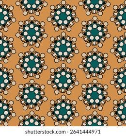 Modelo abstracto inconsútil con las flores geométricas en la Ilustración vectorial floral de la impresión del Diseño gráfico del telón de fondo amarillo