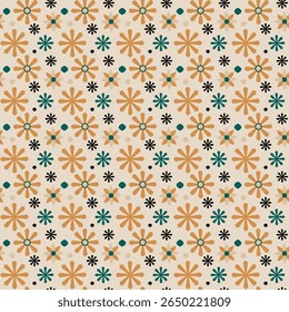 seamless abstract pattern with geometric flowers on beige background floral backdrop graphic design print vector illustration