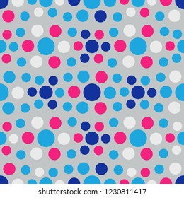 Seamless abstract pattern with geometric pattern of multicolored circles.
 
