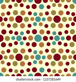 Seamless abstract pattern with geometric pattern of multicolored circles.

