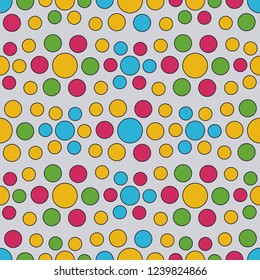 Seamless abstract pattern with geometric pattern of multicolored circles.
 
