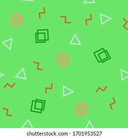 Seamless abstract pattern with geometric shapes as triangle, line, circle. Vector illustration. Hipster fashion Memphis style.
