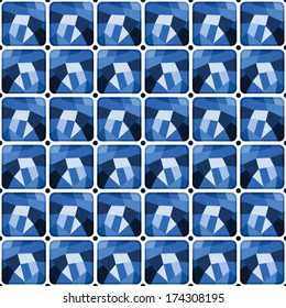 Seamless abstract pattern of geometric shapes.  Blue mosaic background