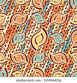 Seamless abstract pattern with the geometric shapes and wavy lines images