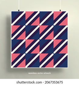 Seamless abstract pattern with geometric shapes background. Trendy colorful gradients and geometric shapes. Applicable for backgrounds, brochures, posters, covers and fabrics. Vector illustration.