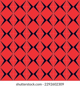 Seamless abstract pattern with geometric shapes in black and red colors Geometrical retro template for fabric, background, surface design, packaging Vector illustration