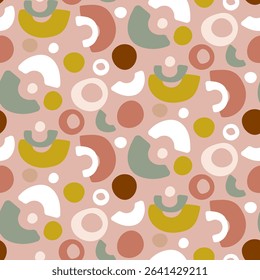 Seamless abstract pattern with geometric shapes. Soft pastel tones. Perfect for kids textiles, fabric, wrapping paper, wallpapers, and playful design projects