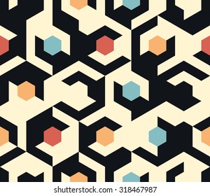 Seamless abstract pattern of geometric shapes.Geometric background with hexagon.