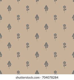 Seamless abstract pattern with geometrical floral motifs. Folk style.