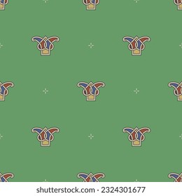 Seamless abstract pattern with geometrical knots. Ethnic medieval Irish motif. Illuminated manuscript style. On green background.