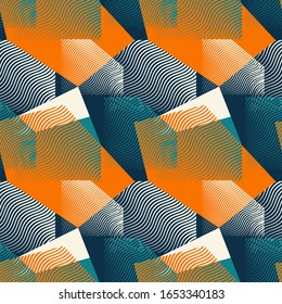 Seamless abstract pattern with geometry curved elements.