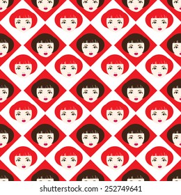 Seamless abstract pattern with girl face