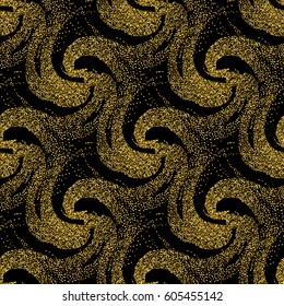 Seamless abstract pattern of glitter with the effect of golden sand. Background with waves.