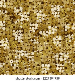 Seamless abstract pattern. Gold with sparks and dark spots.