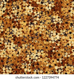 Seamless abstract pattern. Gold with sparks and dark spots.