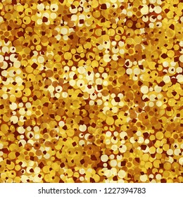 Seamless abstract pattern. Gold with sparks and dark spots.