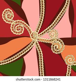 Seamless abstract pattern with golden chains.