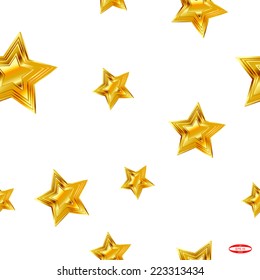 seamless abstract pattern with golden star isolated on white background vector