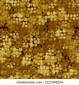 Seamless abstract pattern. Golden texture with checkered pseudo relief.